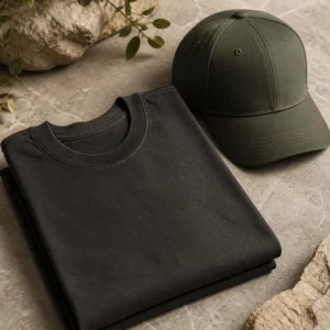 Camiseta marfim sem estampa legível em composição de estúdio